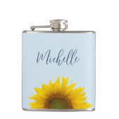 黄色ひまわりエレガントパーソナライズされた花 フラスク (正面)