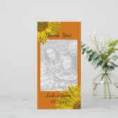 黄色ひまわりオレンジ色ありがとうフォトカード サンキューカード (スタンド正面)