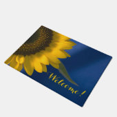 黄色ひまわりオンブルーウェルカム ドアマット (アングル)