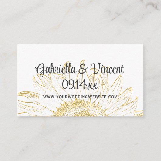 黄色ひまわりグラフィック結婚スのWebサイトカード エンクロージャーカード (正面)