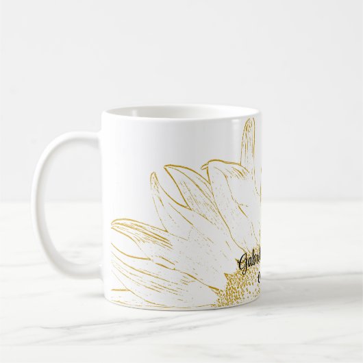 黄色ひまわりグラフィック結婚ズ コーヒーマグカップ (左)