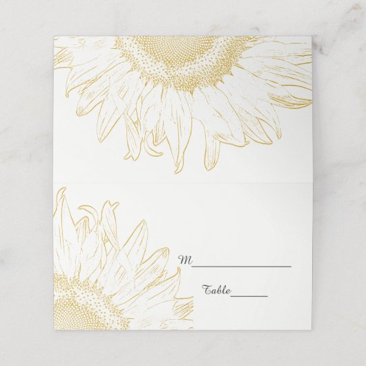 黄色ひまわりグラフィック結婚ズ プレイスカード (外部開封)