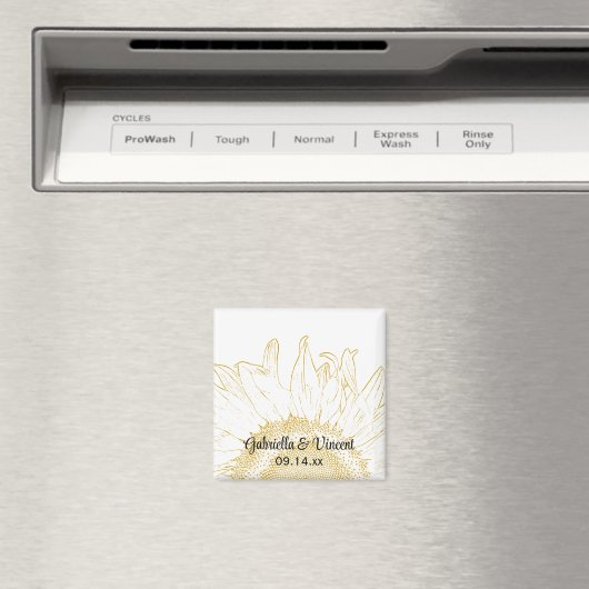 黄色ひまわりグラフィック結婚ズ マグネット (インサイチュ (食洗機))