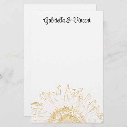 黄色ひまわりグラフィック結婚ズ 便箋 (正面/裏面)