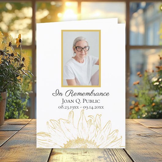 黄色ひまわりグラフィック葬儀折り畳み プログラム