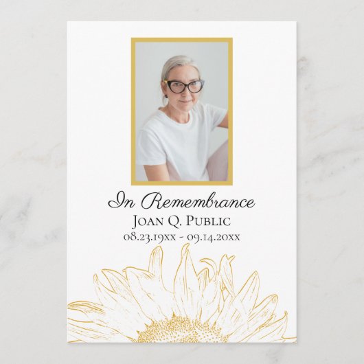 黄色ひまわりグラフィック葬儀記念サービス プログラム (正面)