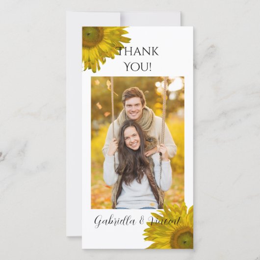 黄色ひまわりサンフラワーありがとうお垂直 サンキューカード (正面)