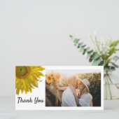 黄色ひまわりサンフラワーありがとうフォトカード サンキューカード (スタンド正面)