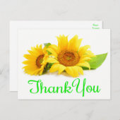 黄色ひまわりサンフラワーありがとう緑の結婚式の花 ポストカード (正面/裏面)