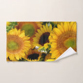 黄色ひまわりタオル設定バスルーム黄褐色 バスタオルセット (ハンドタオル)