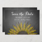 黄色ひまわりチョーク保存日 セーブザデート (正面/裏面)