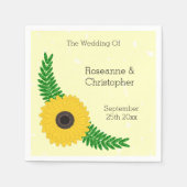 黄色ひまわりデザイン結婚ズ スタンダードカクテルナプキン (正面)
