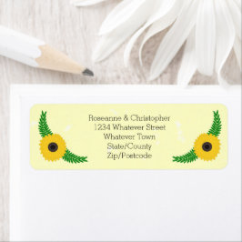 黄色ひまわりデザイン結婚ズ ラベル