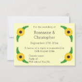 黄色ひまわりデザイン結婚ズ 出欠カード (裏面)