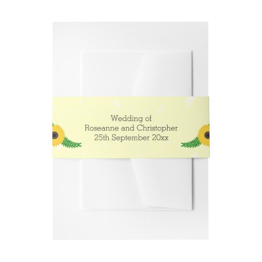 黄色ひまわりデザイン結婚ズ 招待状ベリーバンド (正面例)