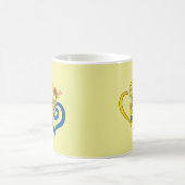 黄色ひまわりハート付きブルーイエロー マグカップ (中央)