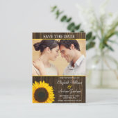 黄色ひまわりバーンドウッド写真保存日 案内ポストカード (スタンド正面)