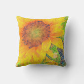 黄色ひまわりパインタリーグリーンのアクセント クッション (裏面)