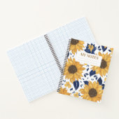 黄色ひまわりパタモダンーン背景デザイン ノートブック (内部)