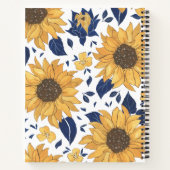黄色ひまわりパタモダンーン背景デザイン ノートブック (裏面)