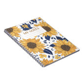 黄色ひまわりパタモダンーン背景デザイン ノートブック (右側)