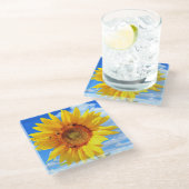 黄色ひまわりビーズガラスコースターブルースカイ ガラスコースター (アングル)