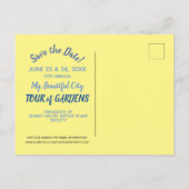 黄色ひまわりフォトガーデンツアー日付保存 インビテーションポストカード (裏面)