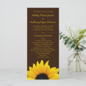 黄色ひまわりフラワーブラウン結婚式 プログラム (スタンド正面)