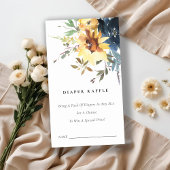 黄色ひまわりフローラおむつラッフルベビーシャワー エンクロージャーカード