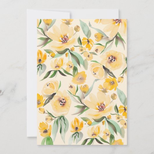 黄色ひまわりフローラアーチシックブライダルシャワー 招待状 (裏面)