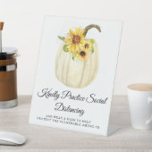 黄色ひまわりフローラカボチャ社会不安 台座サイン (インサイチュ)