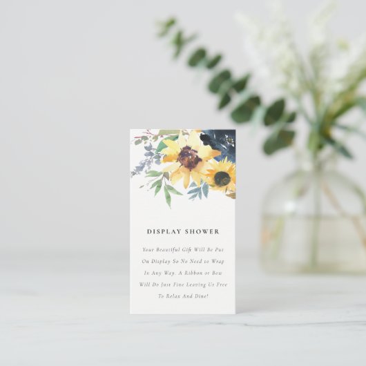 黄色ひまわりフローラディスプレイシャワー赤ちゃんシャワー エンクロージャーカード (スタンド正面)