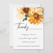 黄色ひまわりフローラ企業のビジネスロゴ サンキューカード (正面)