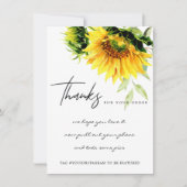 黄色ひまわりフローラ企業のビジネスロゴ サンキューカード (正面)