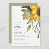 黄色ひまわりフローラ対シャワーカードP サンキューカード (正面/裏面)