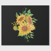 黄色ひまわりフローラ水の色の陽性 ラッピングペーパー (フラット)