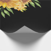 黄色ひまわりフローラ水の色の陽性 ラッピングペーパー (角)