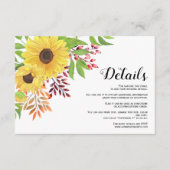 黄色ひまわりフローラ秋の結婚式詳細 エンクロージャーカード (正面)