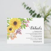 黄色ひまわりフローラ秋の結婚式詳細 エンクロージャーカード (スタンド正面)