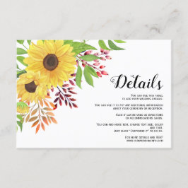 黄色ひまわりフローラ秋の結婚式詳細 エンクロージャーカード
