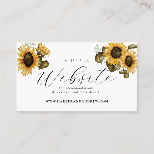 黄色ひまわりフローラ結婚のウェブサイト エンクロージャーカード (正面)