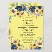 黄色ひまわりフローラ結婚の花 招待状 (正面/裏面)