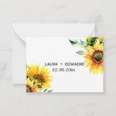 黄色ひまわりフローラ鮮やか春ブーケ ノートカード (裏面)