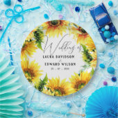 黄色ひまわりフローラ鮮やか春ブーケ ペーパープレート (パーティー)