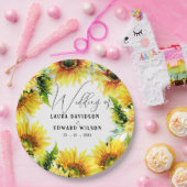 黄色ひまわりフローラ鮮やか春ブーケ ペーパープレート (パーティー)