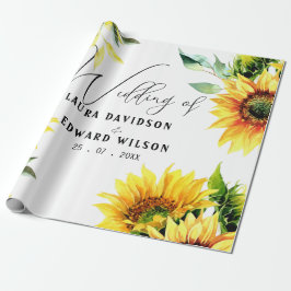 黄色ひまわりフローラ鮮やか春ブーケ ラッピングペーパー