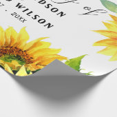 黄色ひまわりフローラ鮮やか春ブーケ ラッピングペーパー (角)