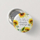 黄色ひまわりフローラ鮮やか春ブーケ 缶バッジ (正面&裏面)