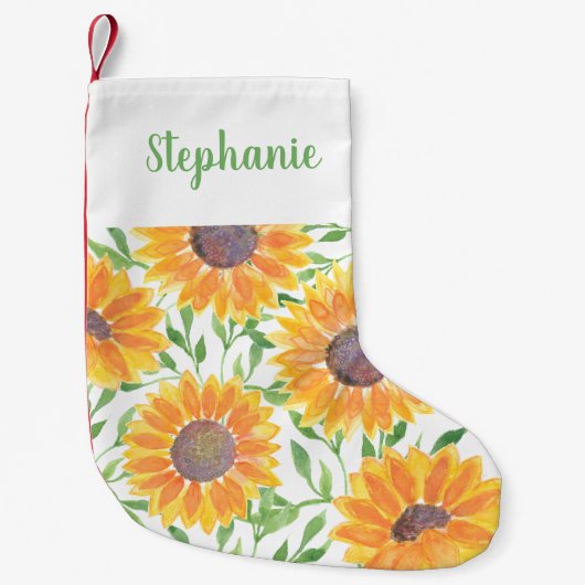 黄色ひまわりフローラ スモールクリスマスストッキング (正面)