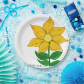 黄色ひまわりフローラ ペーパープレート (パーティー)